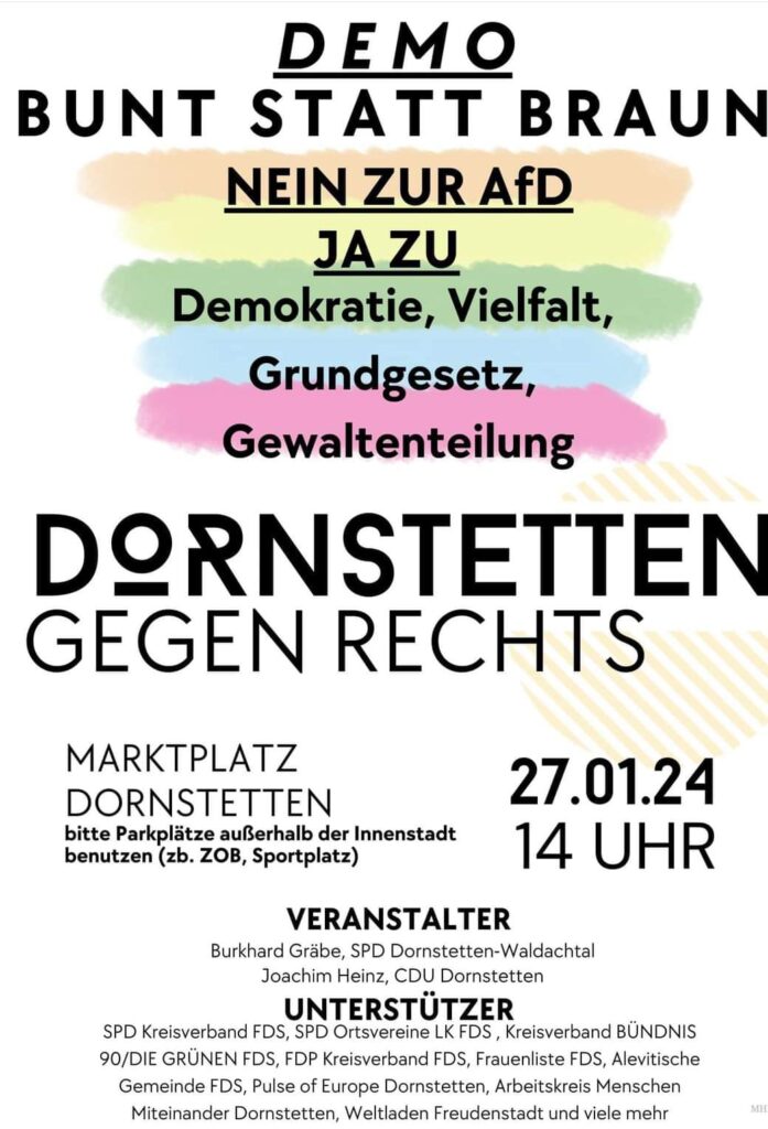 Demo gegen Rechts in Dornstetten "Bunt statt Braun"